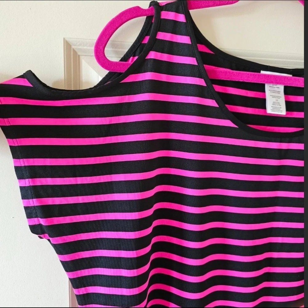 Michael Kors Pink & Black Strip Top